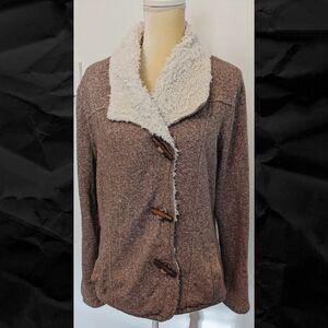 TR O'Neill Sweater Jacket with faux shearling lining - EUC
